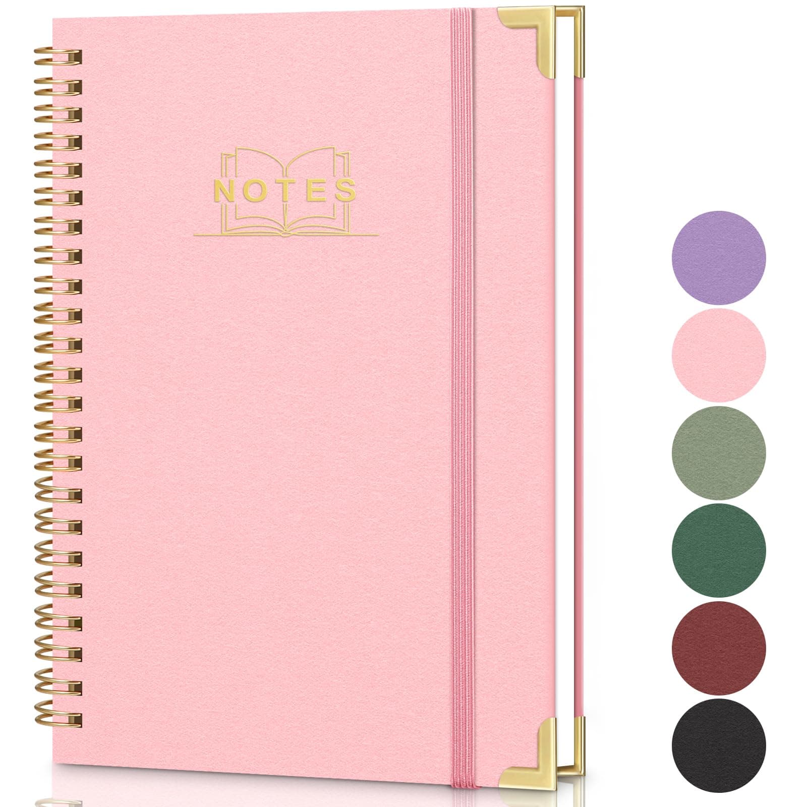 Lined Spiral Journal Notebook, A5 Hardcover Spiral Notebook for Work, 5.7''×8.2'', 100GSM Thick Paper Spiral Bound Journaling Notebooks for Women & Men Office School Note Taking Business, Pink