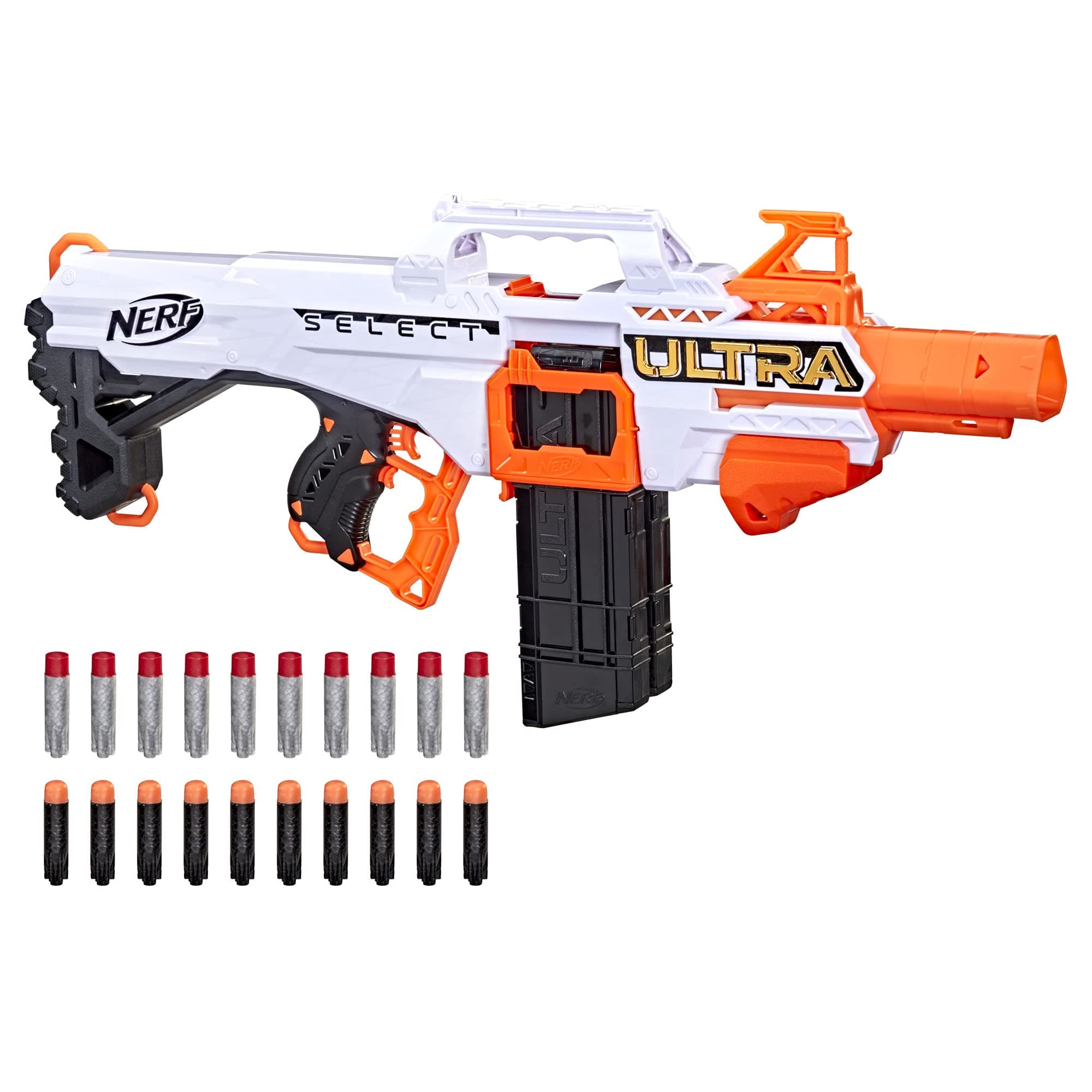Ultra Select Fully Motorized Blaster, Fire for Distance or Accuracy, Includes Clips and Darts, Compatible Only Ultra Darts