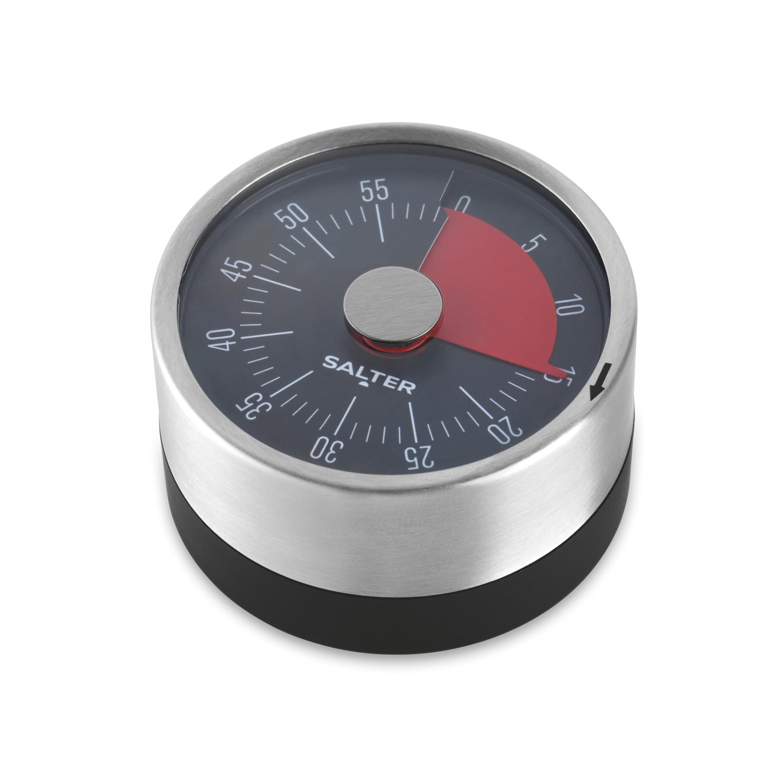 Salter SA00626FEU7 Magnetic Mechanical Timer, Magnetic Base, 60 Minute Timer, No Batteries Required, Countdown Marks, Stainless Steel, Egg Timer, Kitchen Timer, Perfect for Baking,