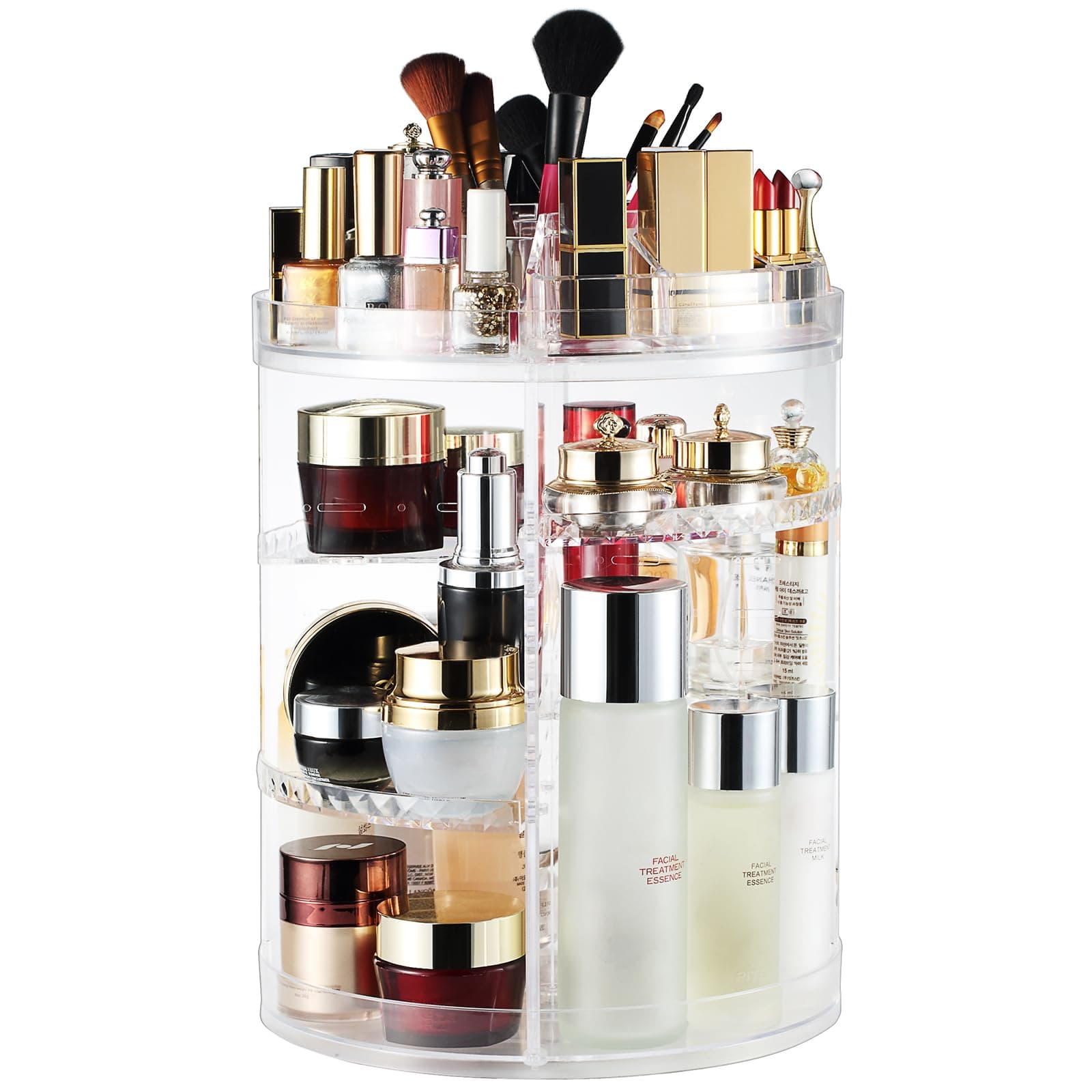 Ameitech Makeup Organizer,360 Degree Rotating Adjustable Cosmetic Storage Display Case With 8 Layers Large Capacity, Fits Jewelry,Makeup Brushes, Lipsticks And More,Clear Transparent