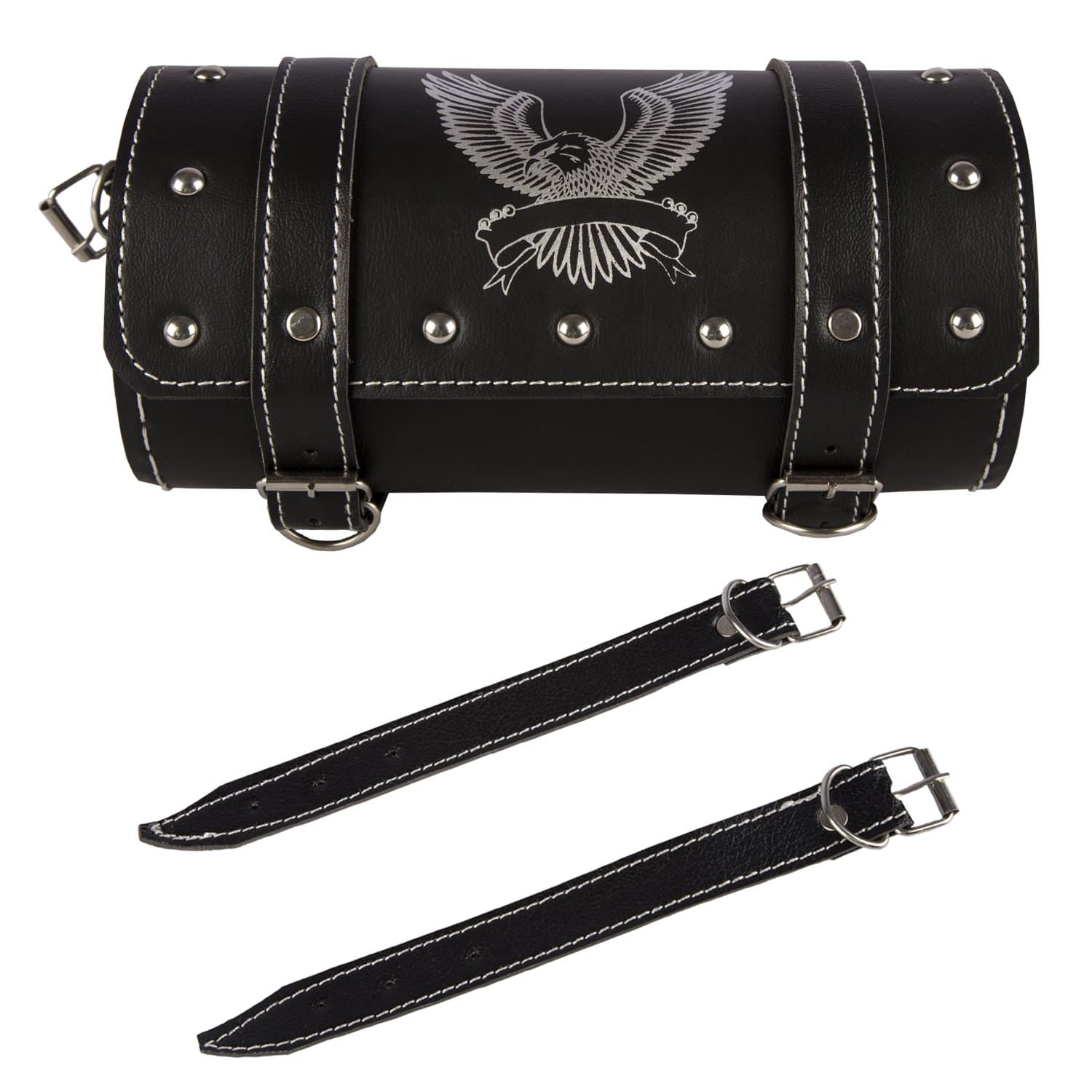 Autofy Silver Eagle/Hawk Print Universal Side Bag/Saddle/Travel Bag/Carrier for All Bikes (Black) (BABAG0001)