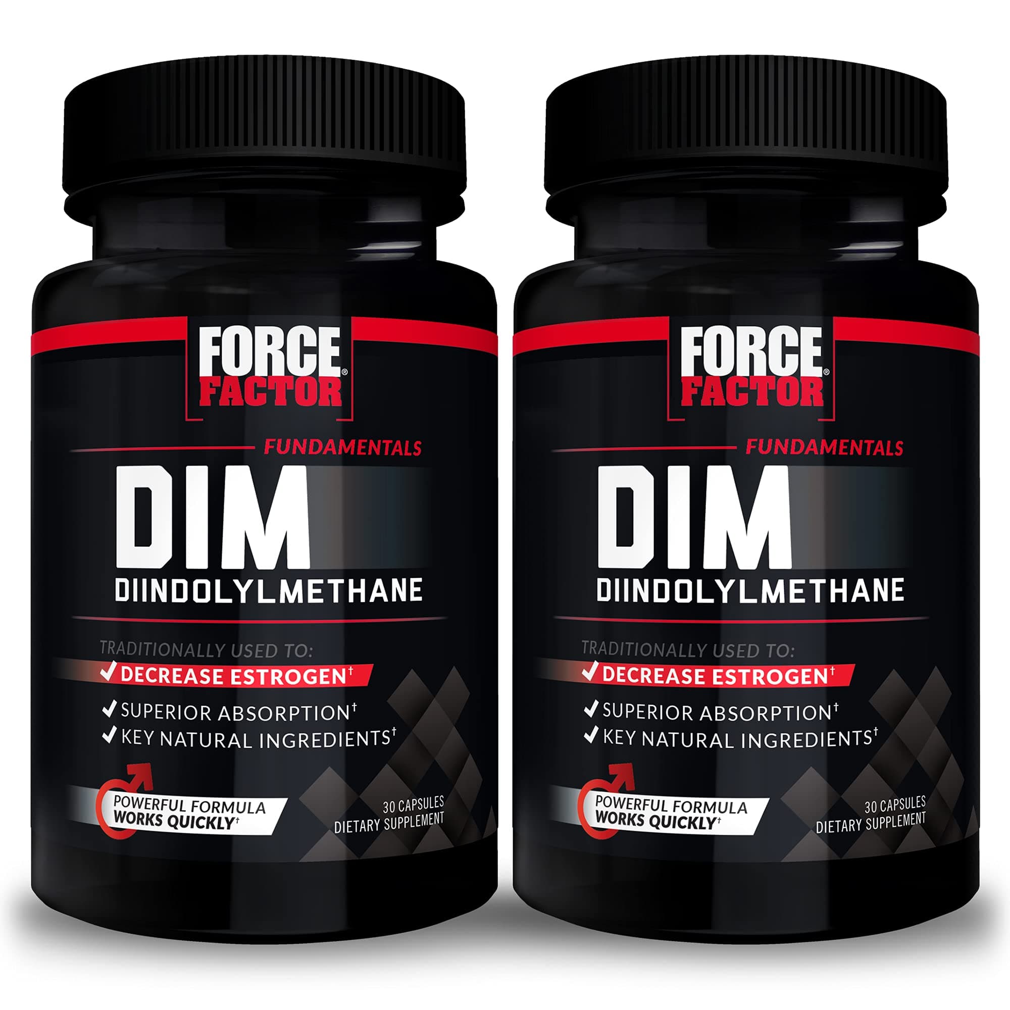 Force Factor DIM, 2-Pack, Pills to Decrease Estrogen in Men, Diindolylmethane Supplement with Key Natural Ingredients and Superior Absorption, Diindolylmethane 300mg, Works Fast, 60 Capsules