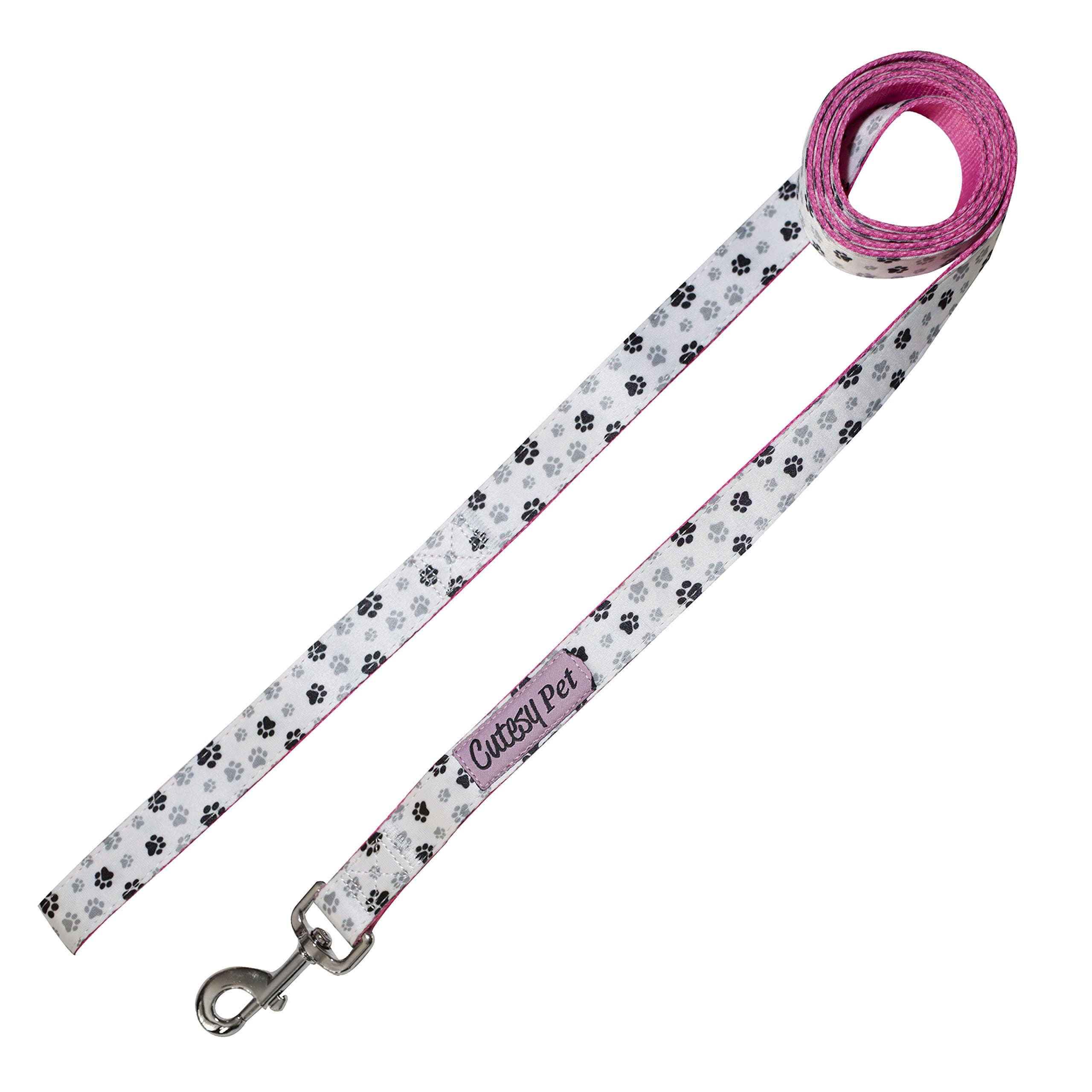 Designer Dog Leash | Pink Paws | 6 2 Different Sizes