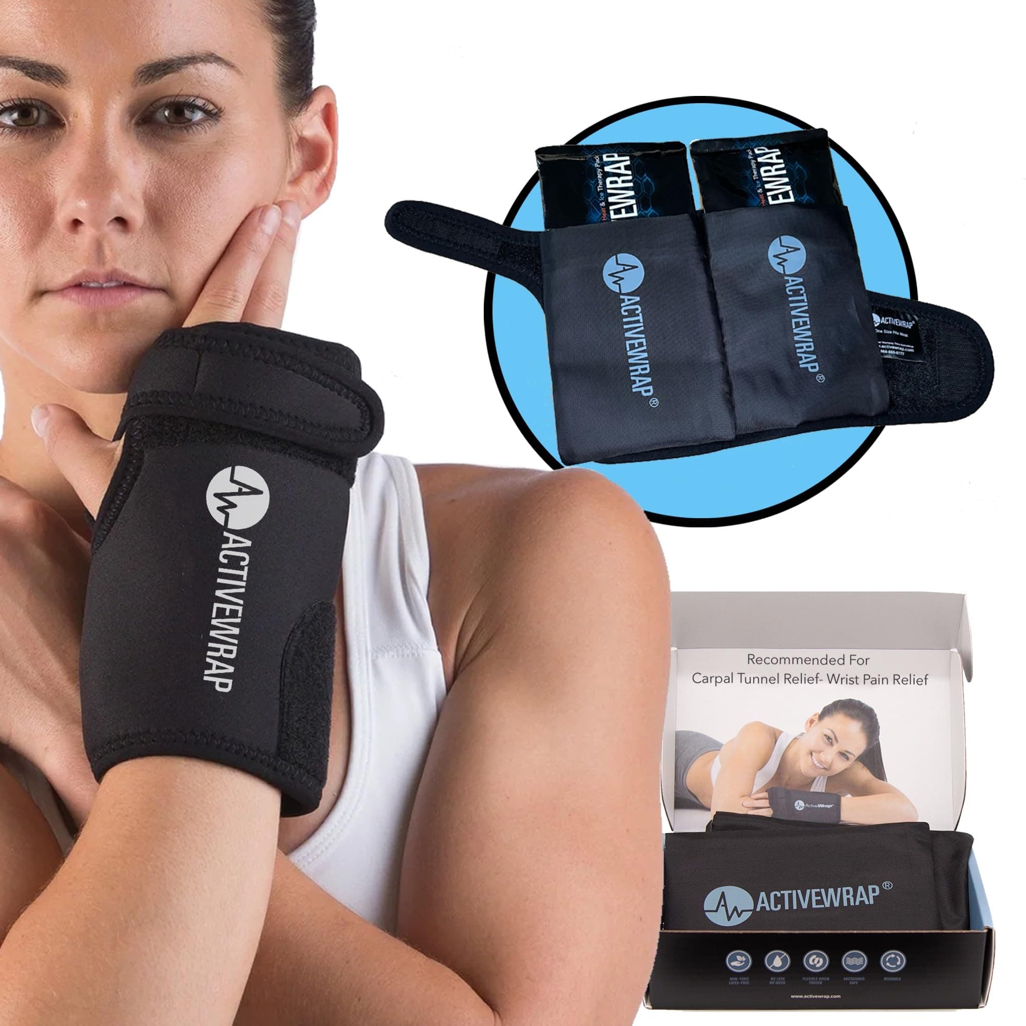 - ActiveWrap Wrist Ice Pack Wrap – PT-Designed Gel Ice Packs for Hand & Wrist Pain, Adjustable Compression & Reusable Support, Cold Wrap for Carpal Tunnel, Swelling, and Sprains