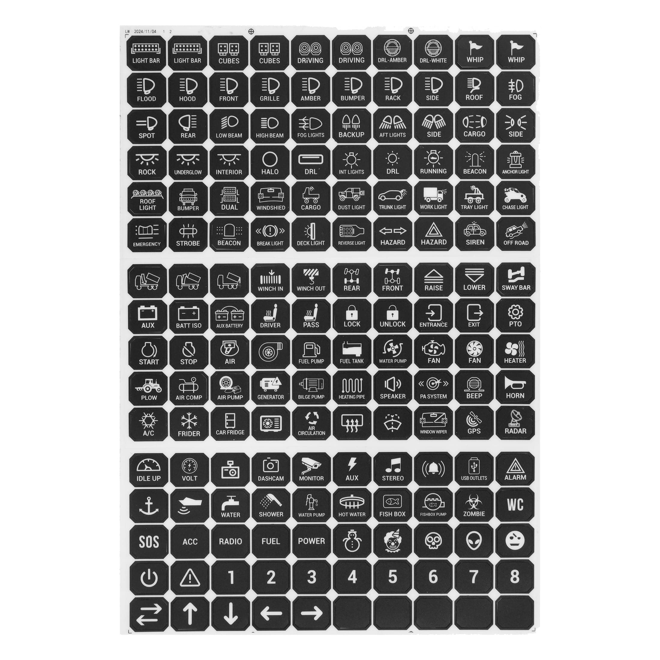 Auxbeam 160PCS Switch Panel Sticker for 6/8 Gang Switch Panel Light Switch Labels Decals for Auxbeam Switch Panel BA80 GA80 BB80 GB80 BC60 GC60 RA80 RB80 RA60 AR-800 AR-820 AC800 RC800 Switch Stickers