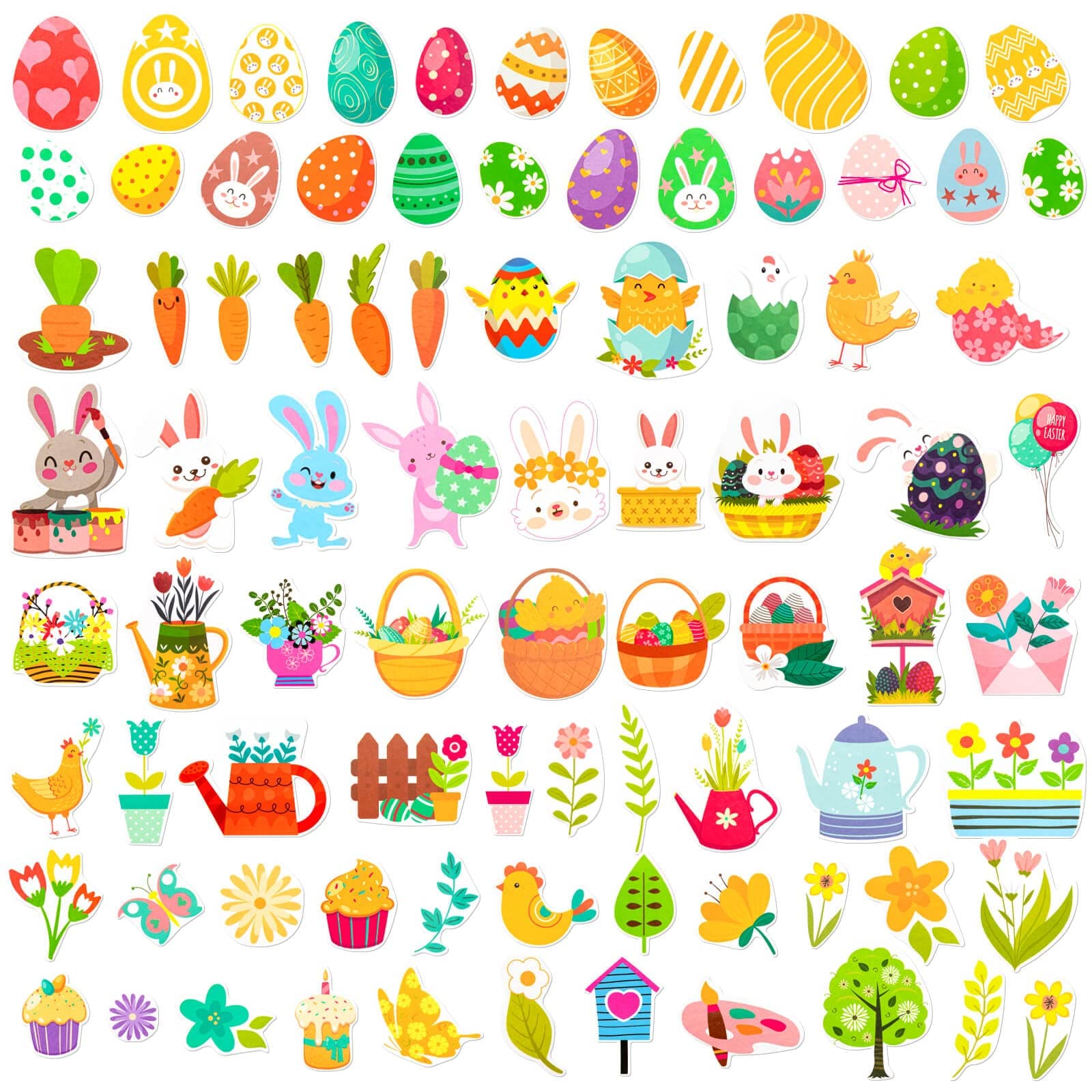 Happy Easter Stickers for Kids, 222Pcs Cute Easter Egg Bunny Carrot Stickers for Scrapbooking DIY Phone Diary, Easter Gift, Party Supplies Classroom Reward