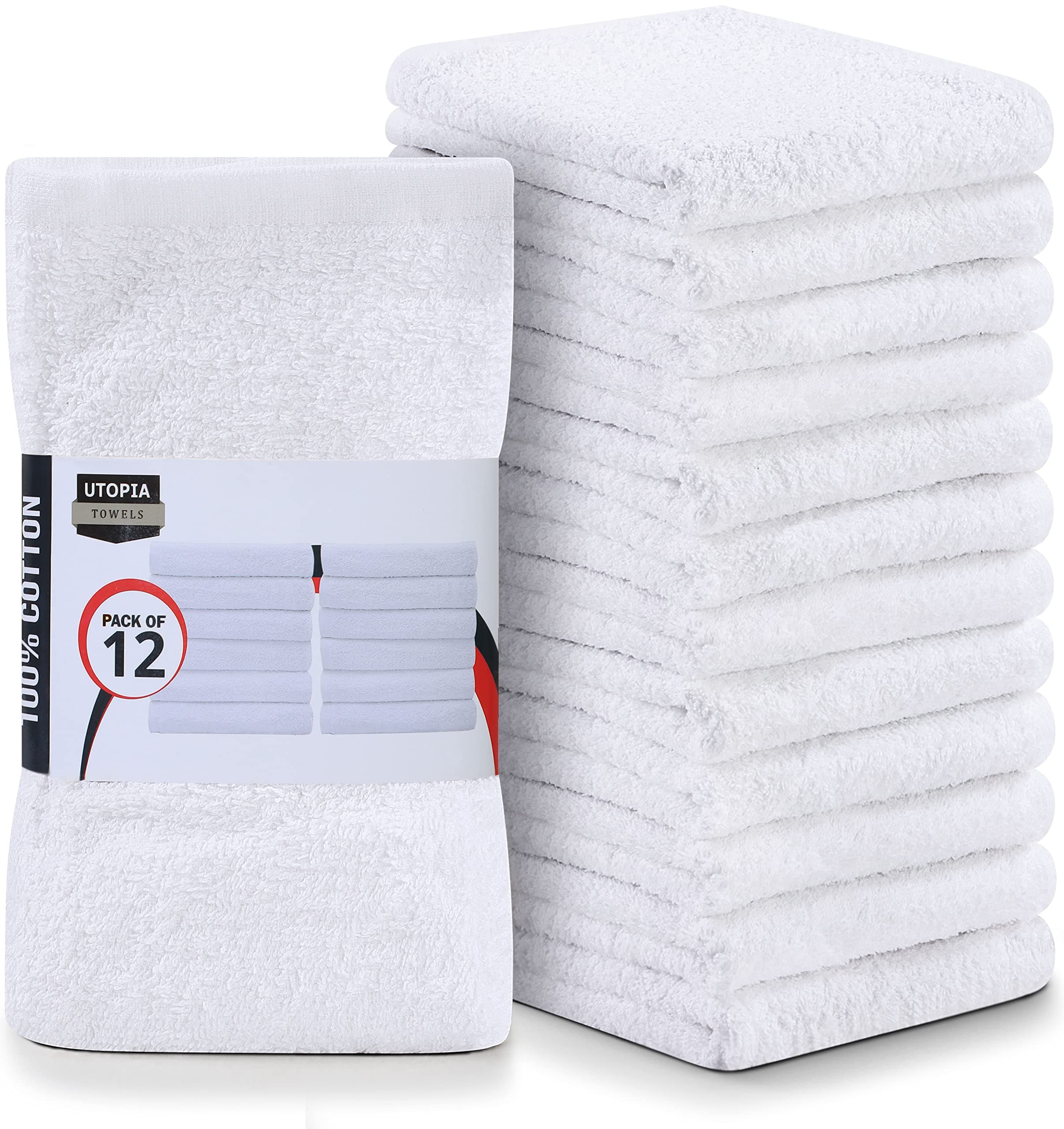 Utopia Cotton Bar Mops Kitchen Towels, 12-Pack, White