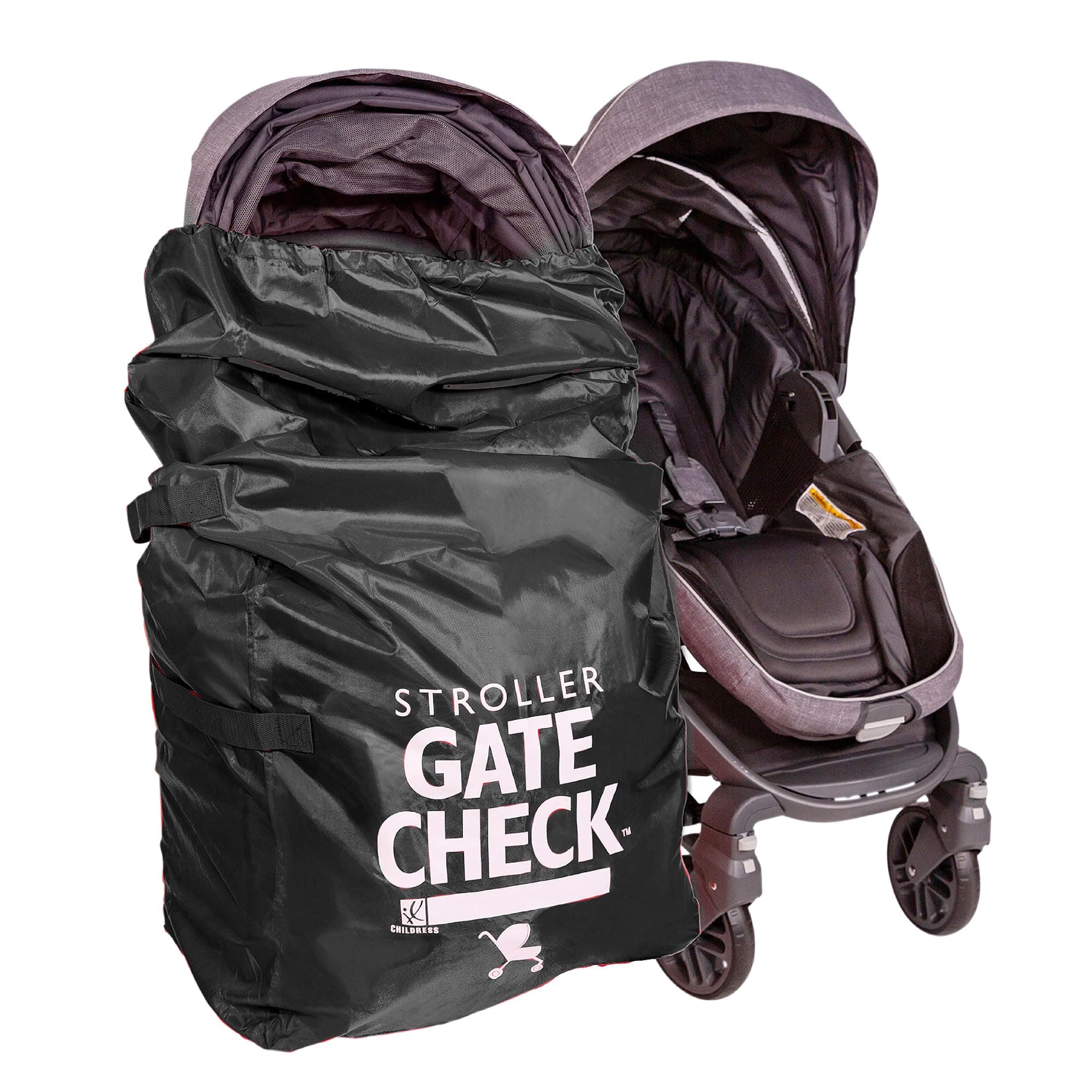 Gate Check Bag for Single & Some Double Strollers - Travel Bag for Airplane, Fits Most Standard Baby Strollers, Airport Accessories Gate Check, Flying Essentials - Black
