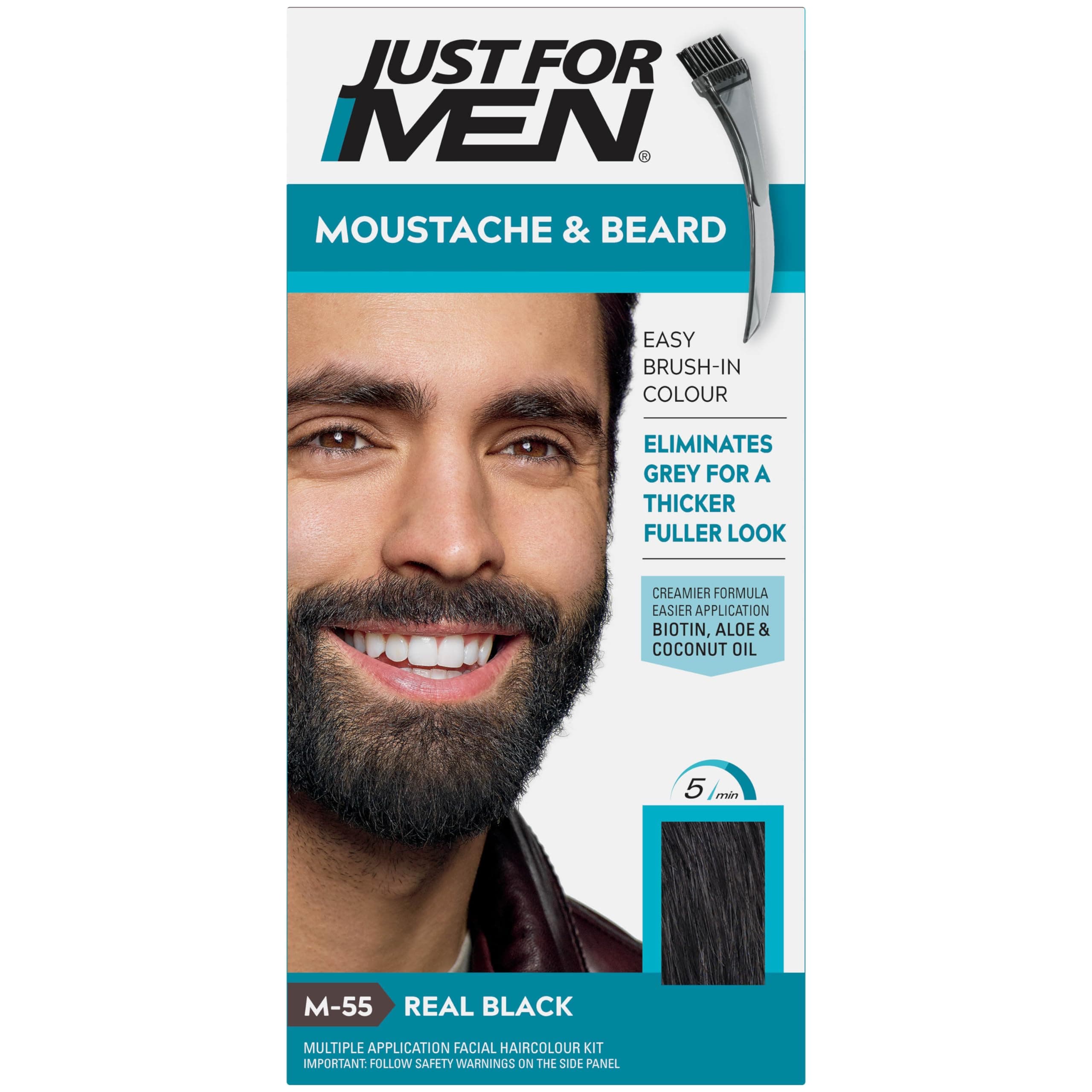 Just for men Moustache & Beard Real Black Dye , Eliminates Grey for a Thicker & Fuller Look M55