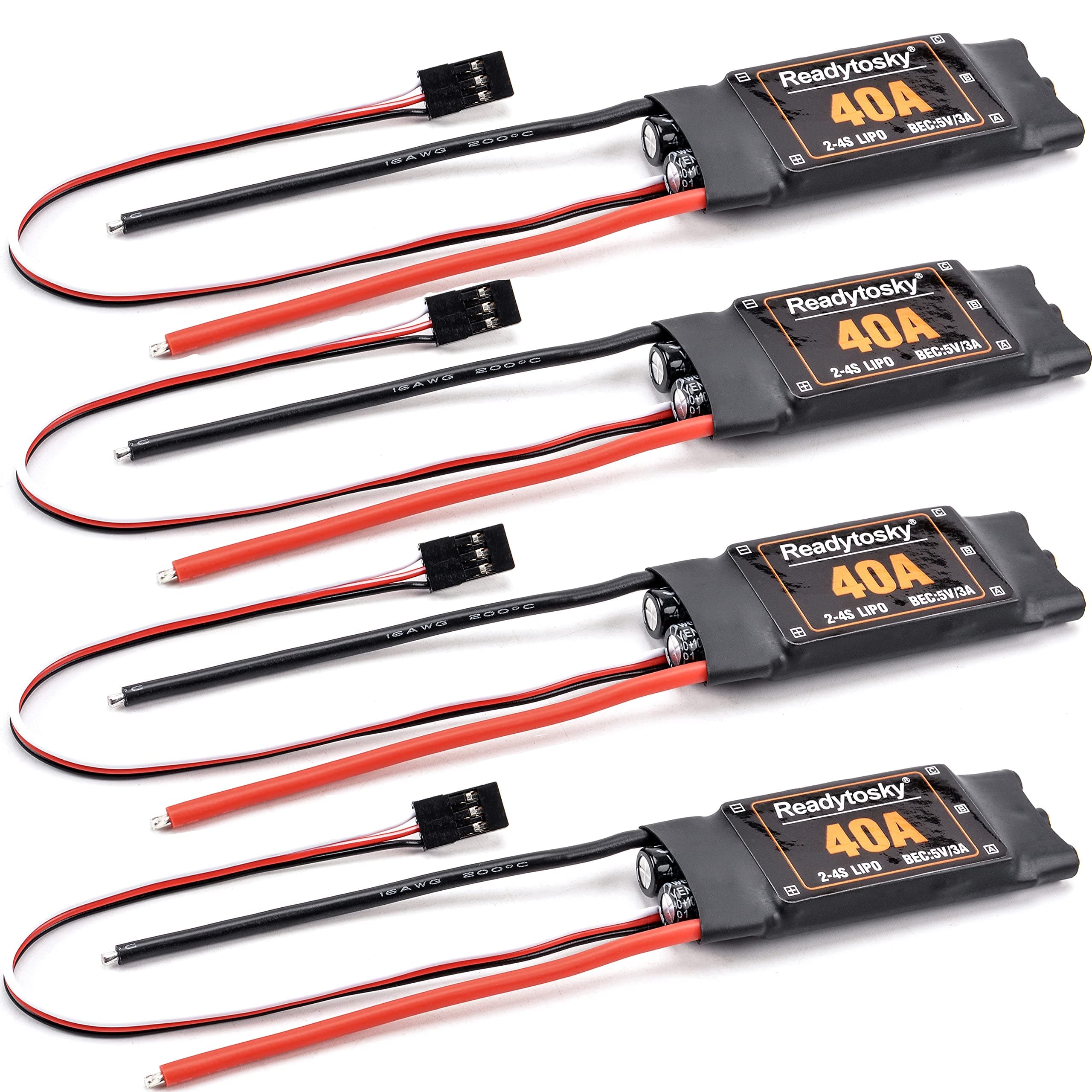 Readytosky 2-4S 40A Brushless ESC Electronic Speed Controller 5V/3A BEC for F450 450mm S500 ZD550 RC Helicopter Quadcopter(4PCS)