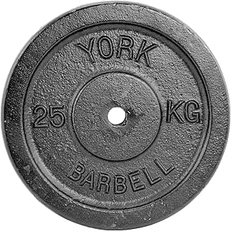 York Fitness 25kg Single Standard Cast Iron Disc, Black